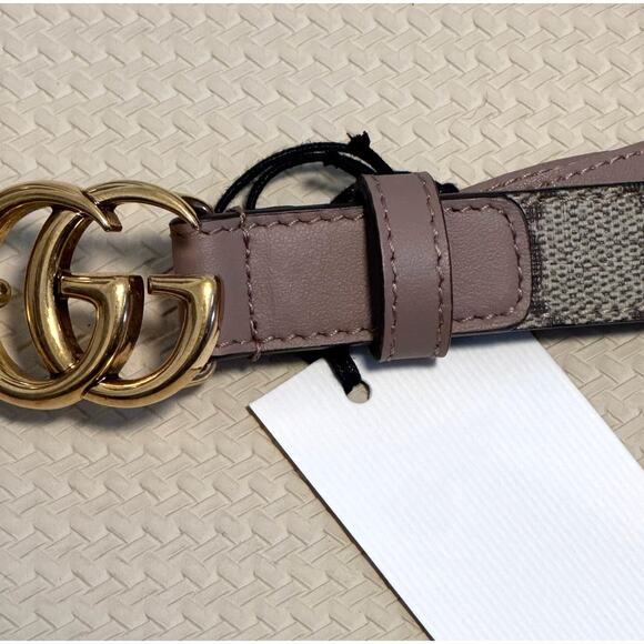 NWT GUCCI GG Supreme Monogram Calfskin Leather Canvas Belt - Picture 5 of 9